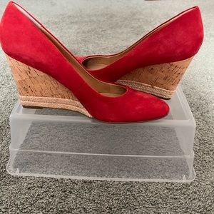 Red Suede Franco Sarto Cork Wedges